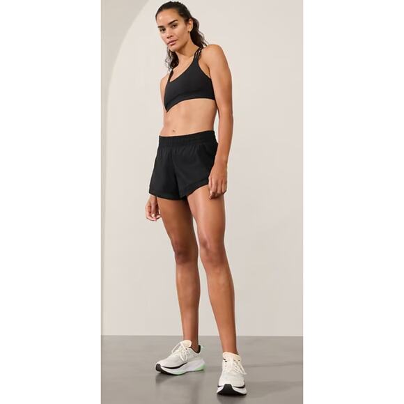 Athleta Pants - NEW ATHLETA MESH RACER RUN MID RISE 4 SHORT BLACK SIZE M
